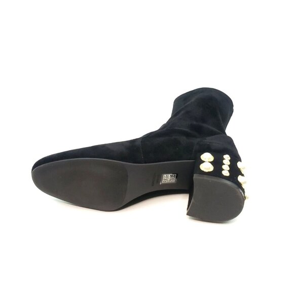 Stuart Weitzman Odetta 50 Booties Faux Pearl Black Suede Womens US 7.5 B - Picture 6 of 11